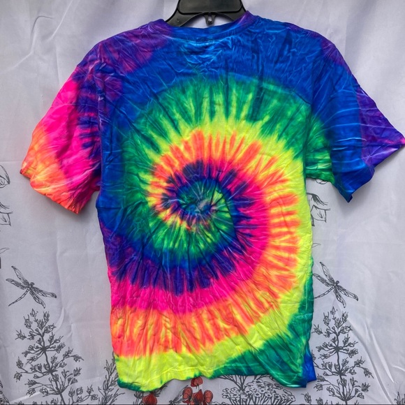 Tie-dye neon bright t-shirt Collegiate cotton size M - Picture 2 of 5